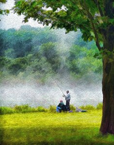 Fishing artwork painting. Free illustration for personal and commercial use.