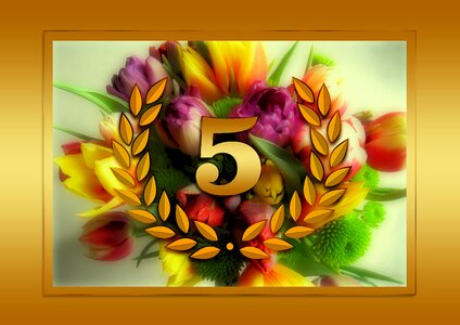 Commemorate bouquet of flowers gold. Free illustration for personal and commercial use.