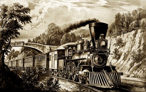 Vintage railway transportation. Free illustration for personal and commercial use.