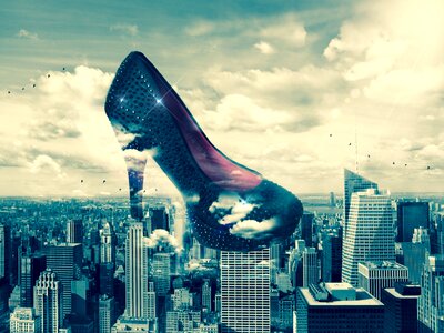 Women's shoes paragraph skyscraper. Free illustration for personal and commercial use.
