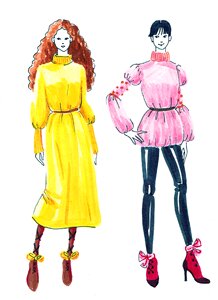 Yellow pink fashion design. Free illustration for personal and commercial use.