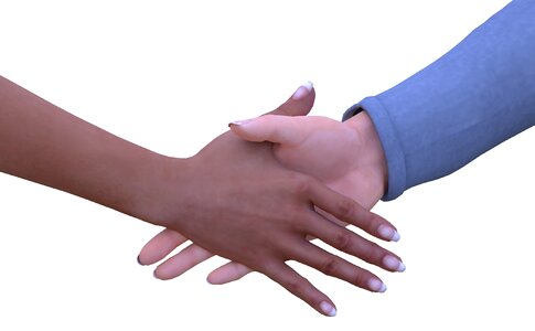 Man hand woman's hand welcome. Free illustration for personal and commercial use.