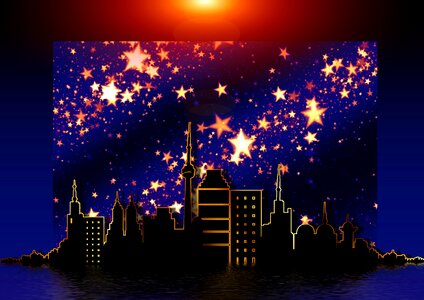 Christmas christmas greeting skyline. Free illustration for personal and commercial use.