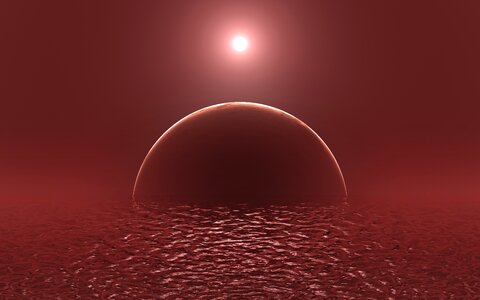 Exomoon scarlet red. Free illustration for personal and commercial use.