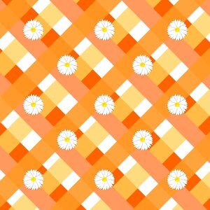 Gingham daisies pattern. Free illustration for personal and commercial use.