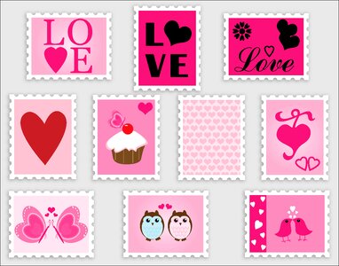Postage postage stamps valentine. Free illustration for personal and commercial use.
