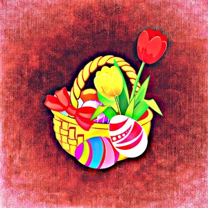 Colorful easter eggs tulips. Free illustration for personal and commercial use.