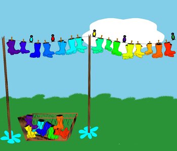 Clothesline washing pole. Free illustration for personal and commercial use.