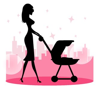 Baby stroller mother. Free illustration for personal and commercial use.