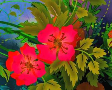 Digital art digital painting floral. Free illustration for personal and commercial use.