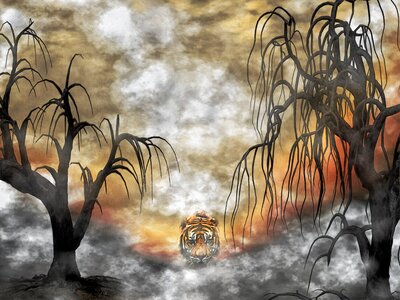 Tiger dead trees. Free illustration for personal and commercial use.