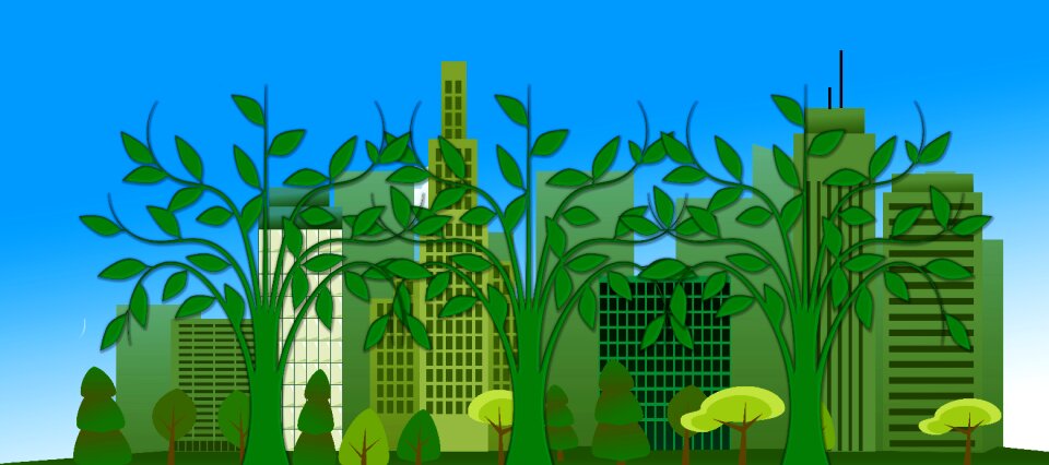 Eco bio city. Free illustration for personal and commercial use.