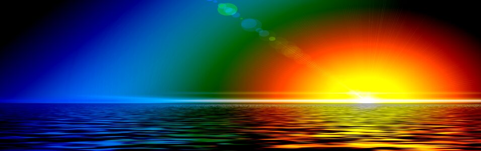 Sunrise water afterglow. Free illustration for personal and commercial use.