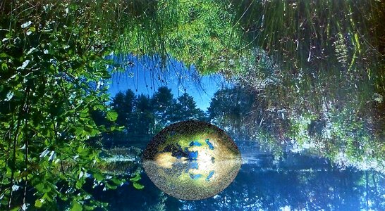 Fairy tale forest mirroring globe. Free illustration for personal and commercial use.