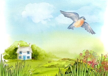 Scene bird romantic. Free illustration for personal and commercial use.
