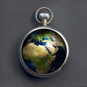 Pocket watch world planet. Free illustration for personal and commercial use.