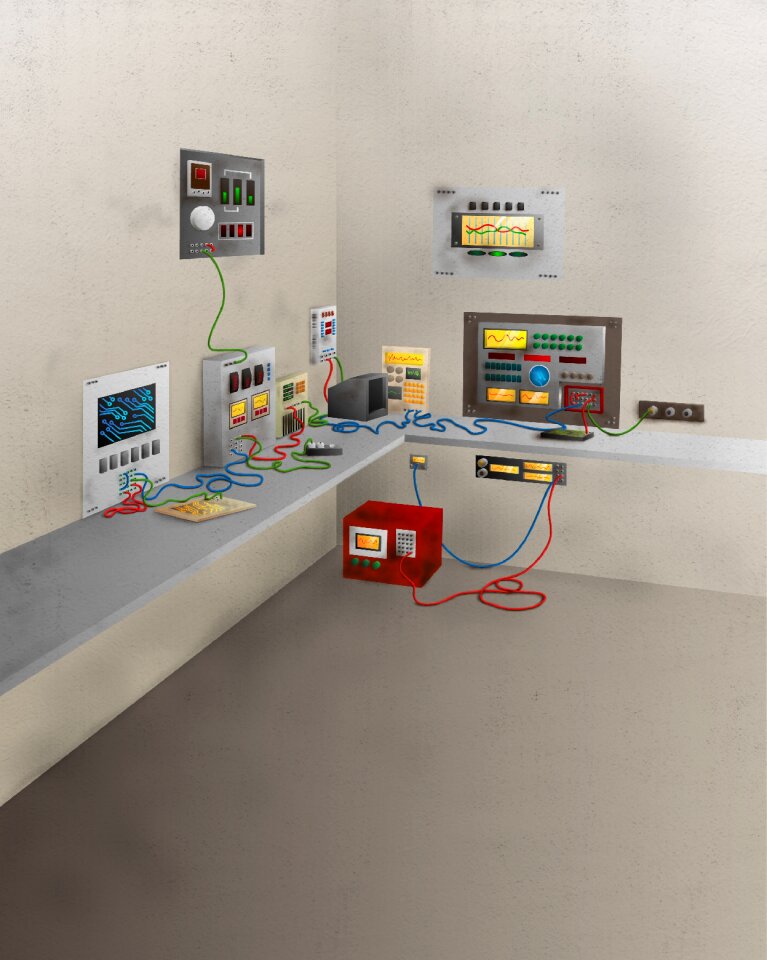 Laboratory electronic laboratory digital painting. Free illustration for personal and commercial use.