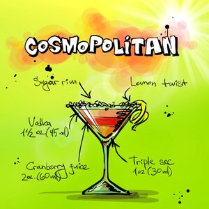 Alcohol recipe party. Free illustration for personal and commercial use.