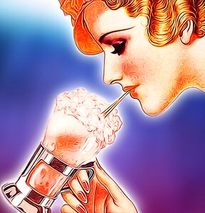 Drink woman ice cream parlor. Free illustration for personal and commercial use.