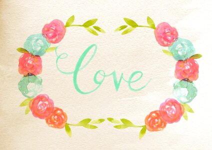 Watercolor romantic message. Free illustration for personal and commercial use.