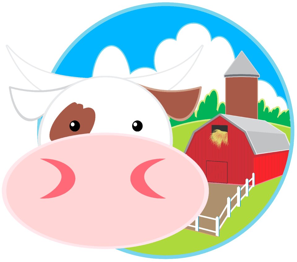 Country cow farm. Free illustration for personal and commercial use.
