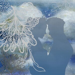 Love blue romance couple. Free illustration for personal and commercial use.
