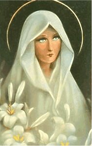 Our lady mother of jesus lilies. Free illustration for personal and commercial use.