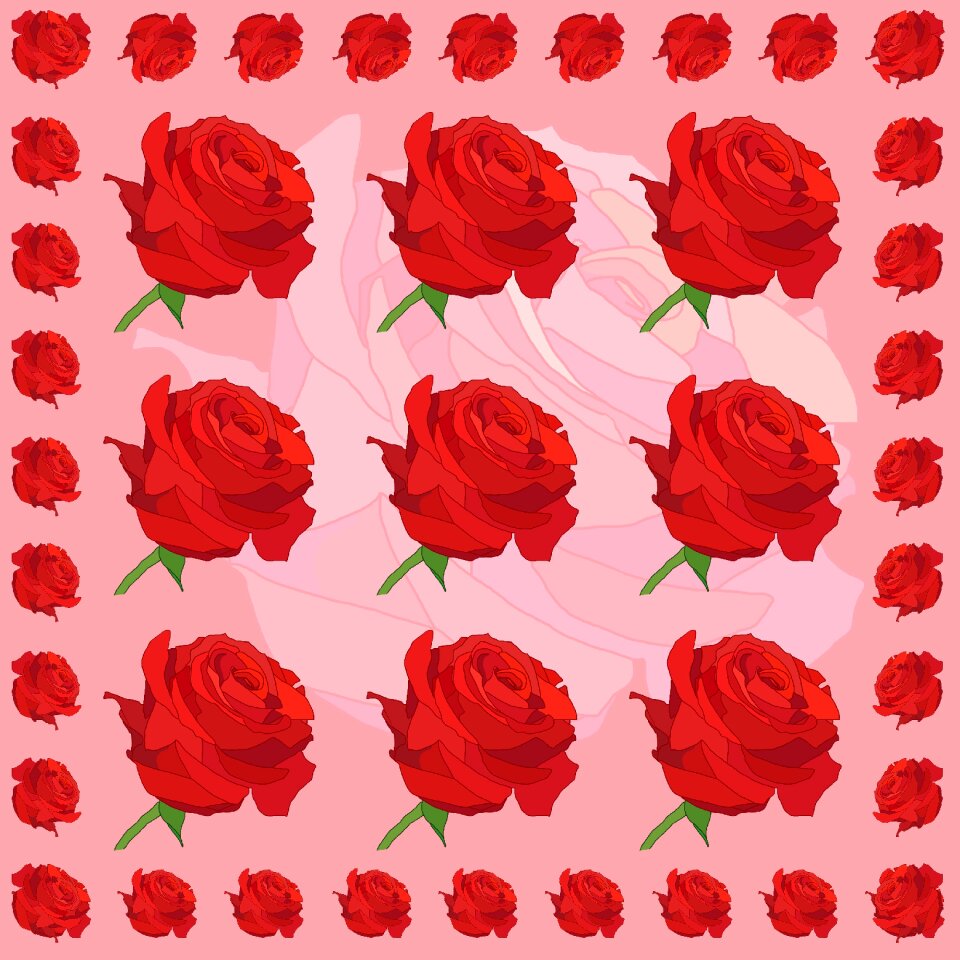 Red roses pink flower. Free illustration for personal and commercial use.