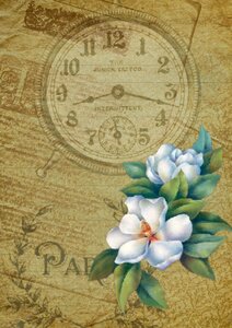 Paper clock flower. Free illustration for personal and commercial use.
