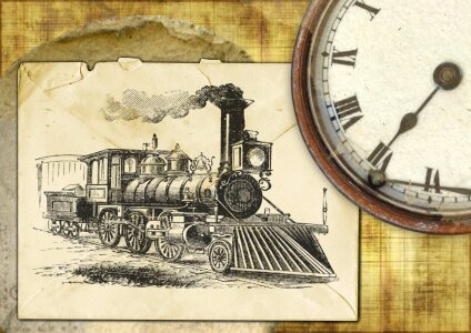 Locomotive train clock. Free illustration for personal and commercial use.