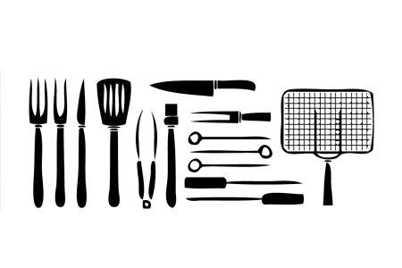 Grilling accessories drawing Free illustrations. Free illustration for personal and commercial use.