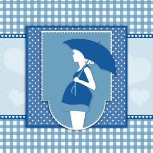 Umbrella baby shower card. Free illustration for personal and commercial use.