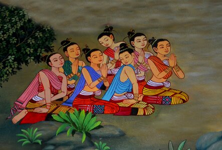 Thailand group pray. Free illustration for personal and commercial use.