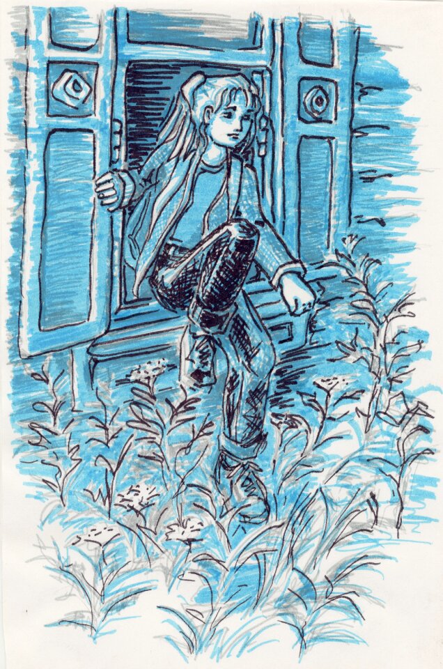 Girl window night. Free illustration for personal and commercial use.