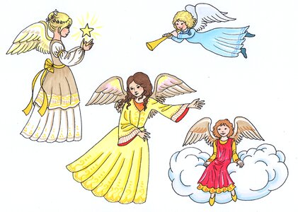 Christmas guardian angel angel children. Free illustration for personal and commercial use.