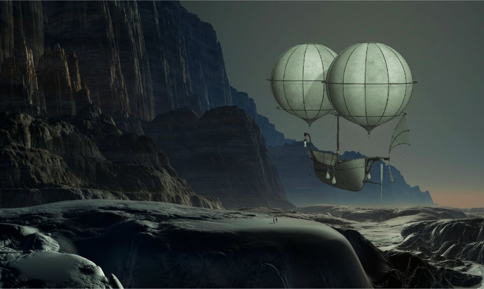 Hot air balloon darkness night. Free illustration for personal and commercial use.