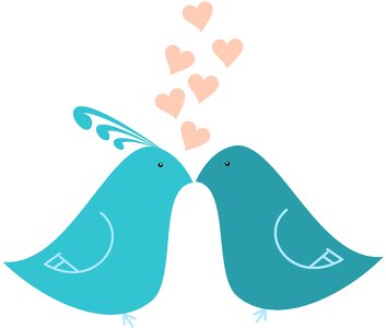 Bird kiss perch. Free illustration for personal and commercial use.