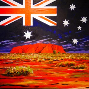 Australia flag uluru. Free illustration for personal and commercial use.