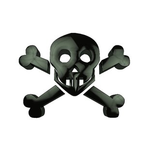 Characters 3d skull and crossbones. Free illustration for personal and commercial use.