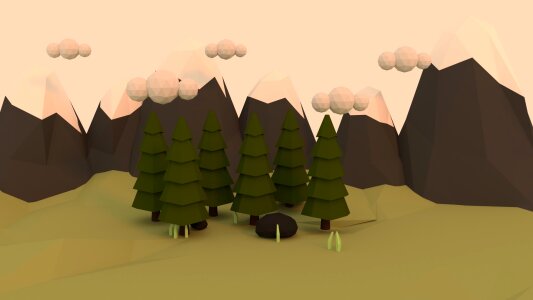 3d nountains evergreen trees. Free illustration for personal and commercial use.