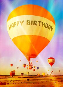 Birthday hot air balloon ride ballooning. Free illustration for personal and commercial use.
