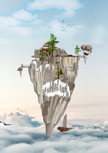 Sky snow house. Free illustration for personal and commercial use.