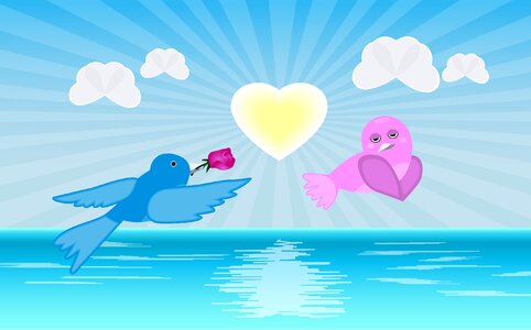 Romantic bird flying. Free illustration for personal and commercial use.