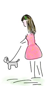 Dog walking walking the dog. Free illustration for personal and commercial use.