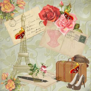 Scrapbooking shoes suitcase. Free illustration for personal and commercial use.