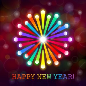 New year card design colorful. Free illustration for personal and commercial use.