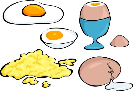 Fried egg scrambled egg diet. Free illustration for personal and commercial use.