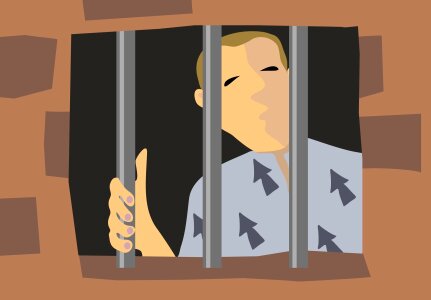 Male portrait prison. Free illustration for personal and commercial use.