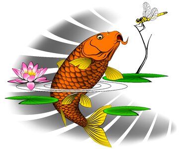 Fish pond tattoo. Free illustration for personal and commercial use.