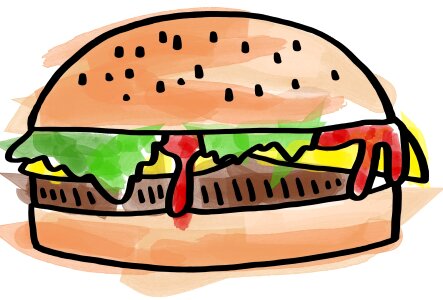 Cheeseburger junk unhealthy. Free illustration for personal and commercial use.